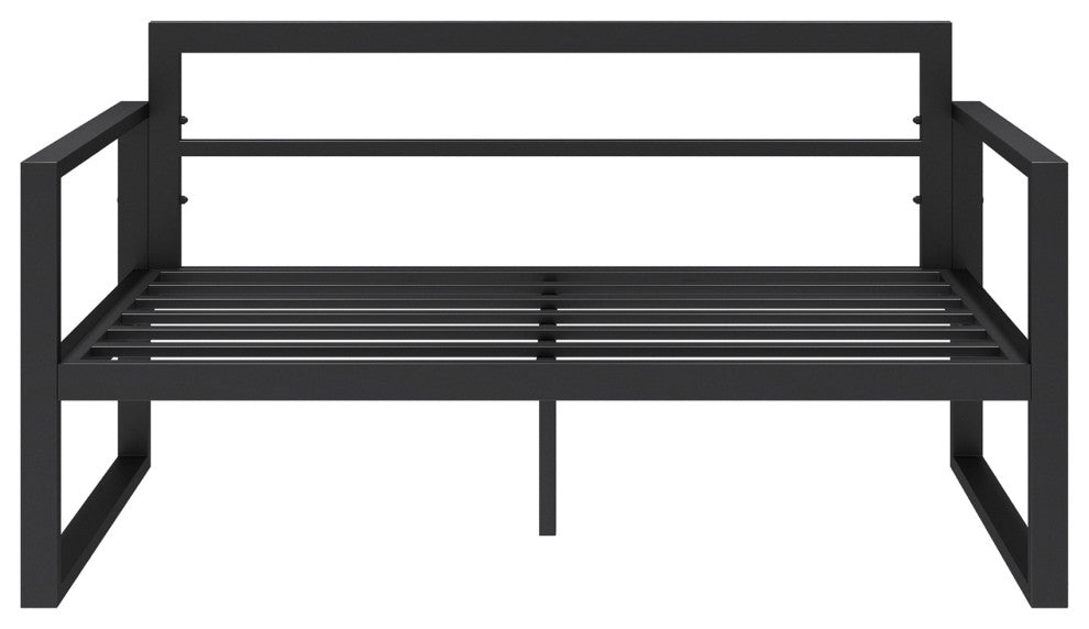 Outdoor Black Metal Patio Loveseat Sofa Chair With Cushions