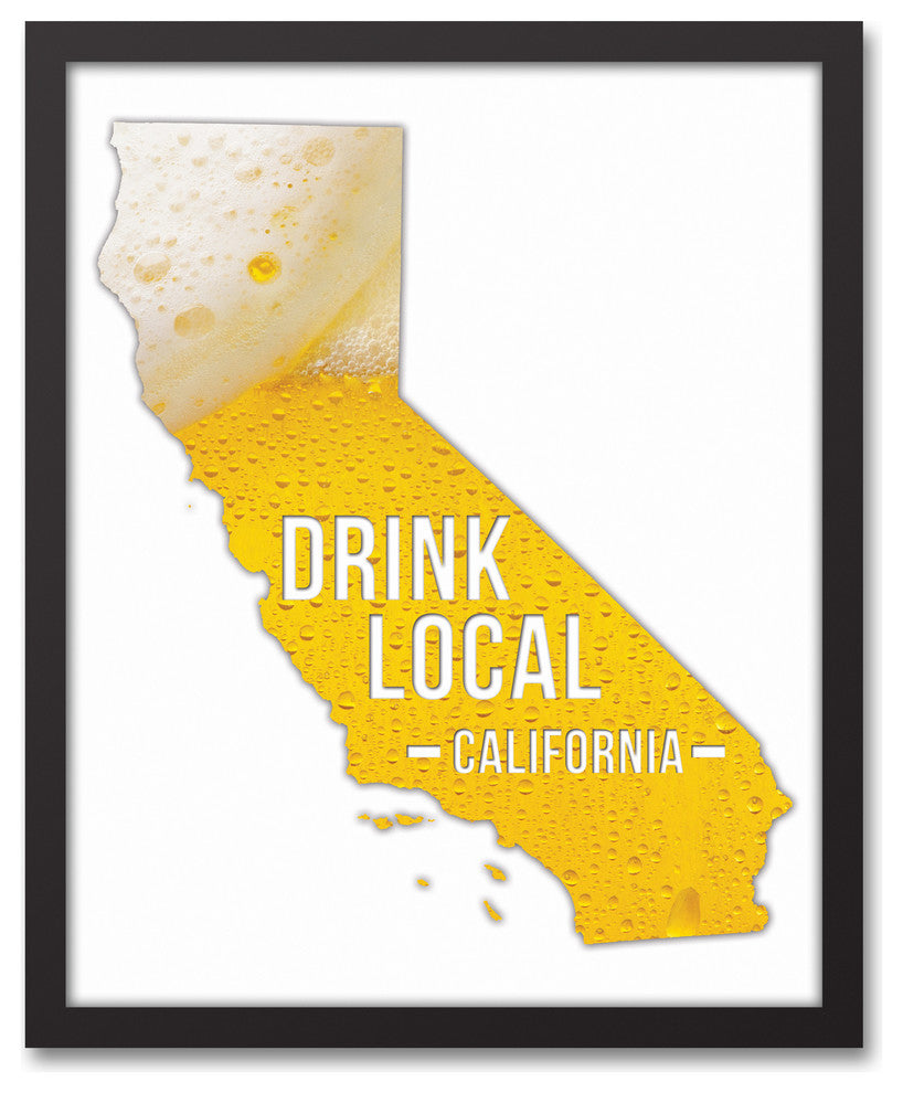 California Drink Local Beer Canvas Wall Art, 16"x20", Framed Canvas