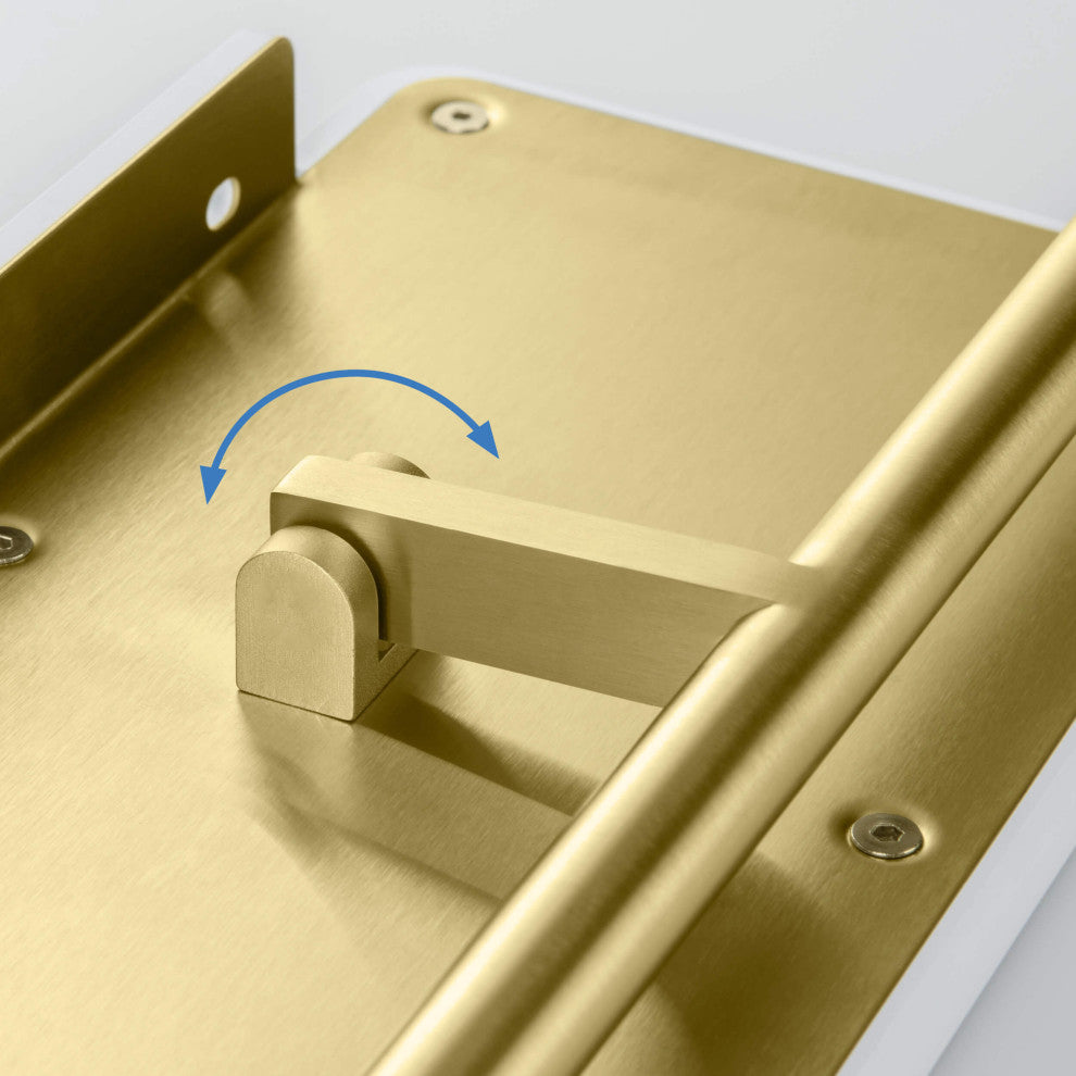 Deco Bathroom Toilet Paper Holder Double Roll With Shelf, Brushed Gold