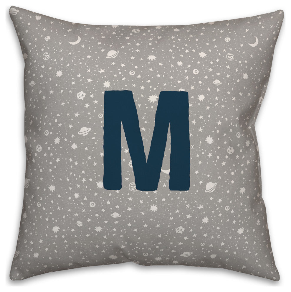 Monogram M Space Doodle 16x16 Spun Poly Pillow