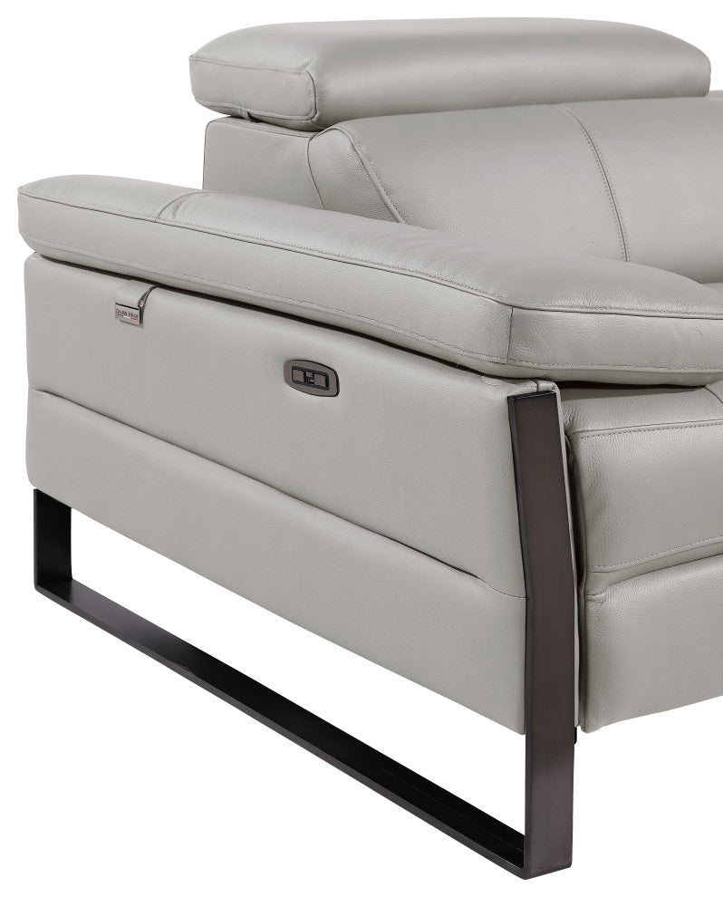 Antonio Italian Leather 6-Piece L-Shaped Power Reclining Sectional, Light Gray