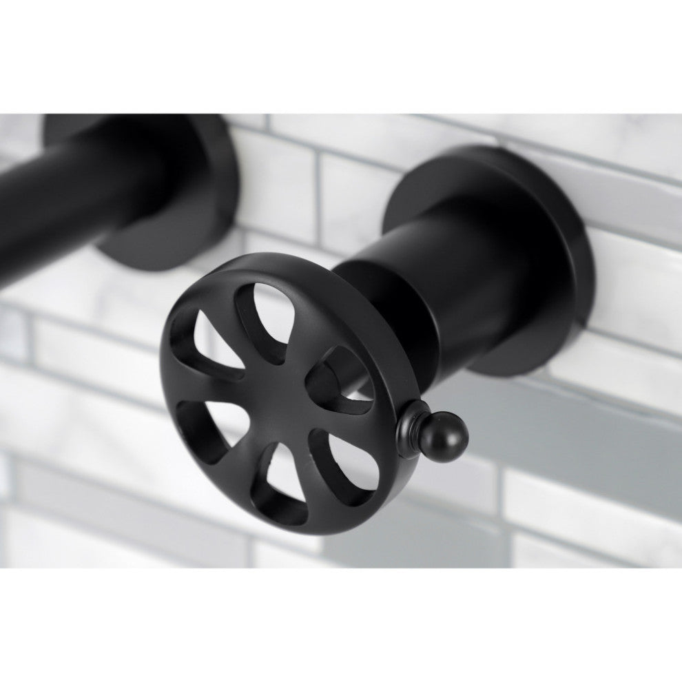 KS8120RX Belknap Two-Handle Wall Mount Bathroom Faucet, Matte Black