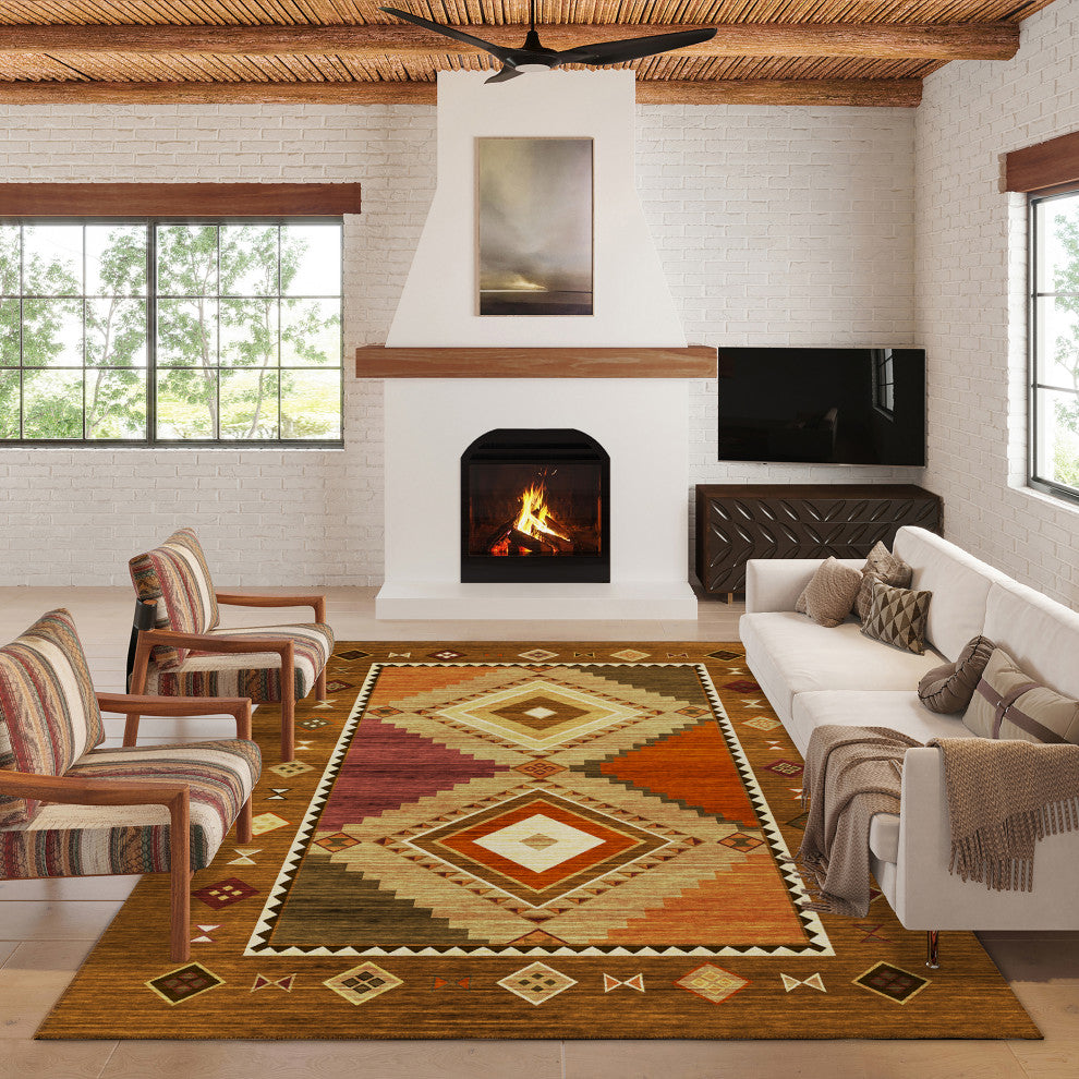 Indoor/Outdoor Phoenix PH2 Walnut Machine Washable 3' x 5' Rug