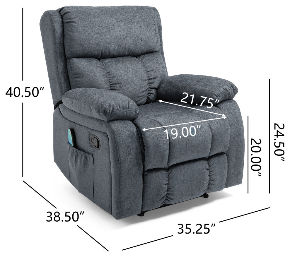 Lexie Contemporary Pillow Tufted Massage Recliner