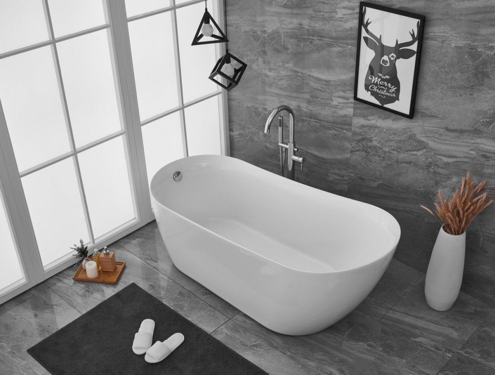 Chanel 70" Soaking Single Slipper Bathtub, Glossy White