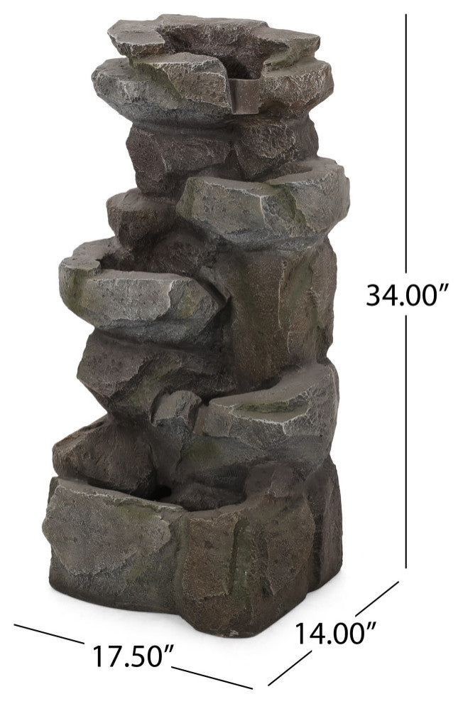 Trion Outdoor 4 Tier Rock Fountain, Stone Gray