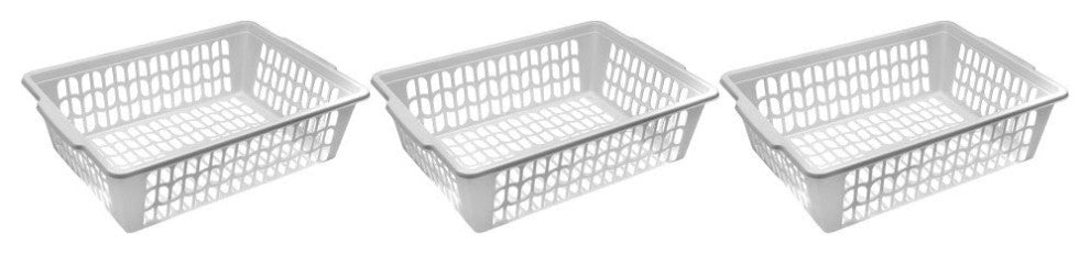 YBM Home Small Plastic Basket Paper Organizer and Letter Tray, 32-1194White, 3