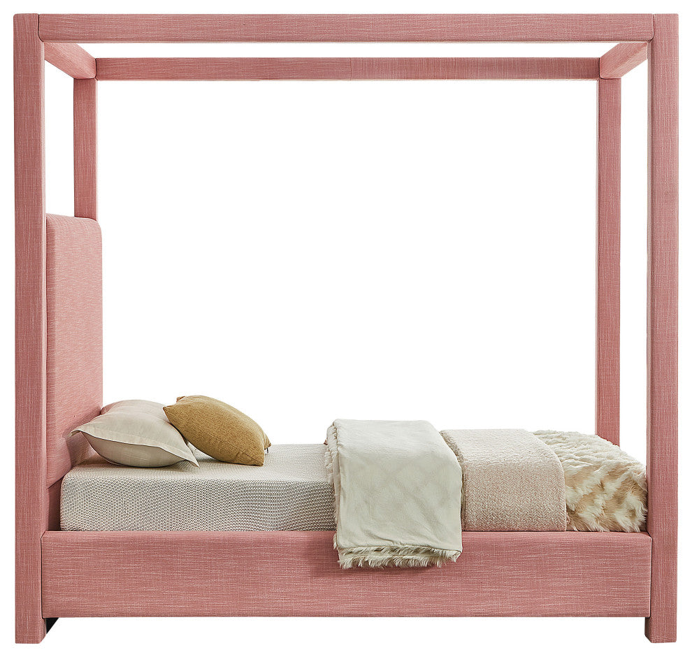 Emerson Upholstered Bed, Pink, Twin, Linen Textured Fabric