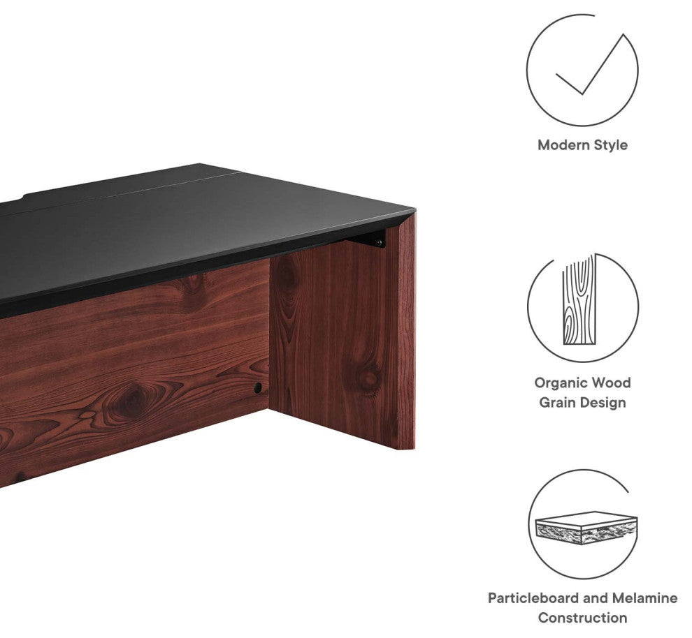 Kinetic 38" Wall-Mount Office Desk With Cabinet and Shelf, Black Cherry