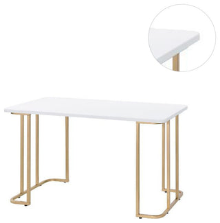 Writing Desk With Gold Base, White