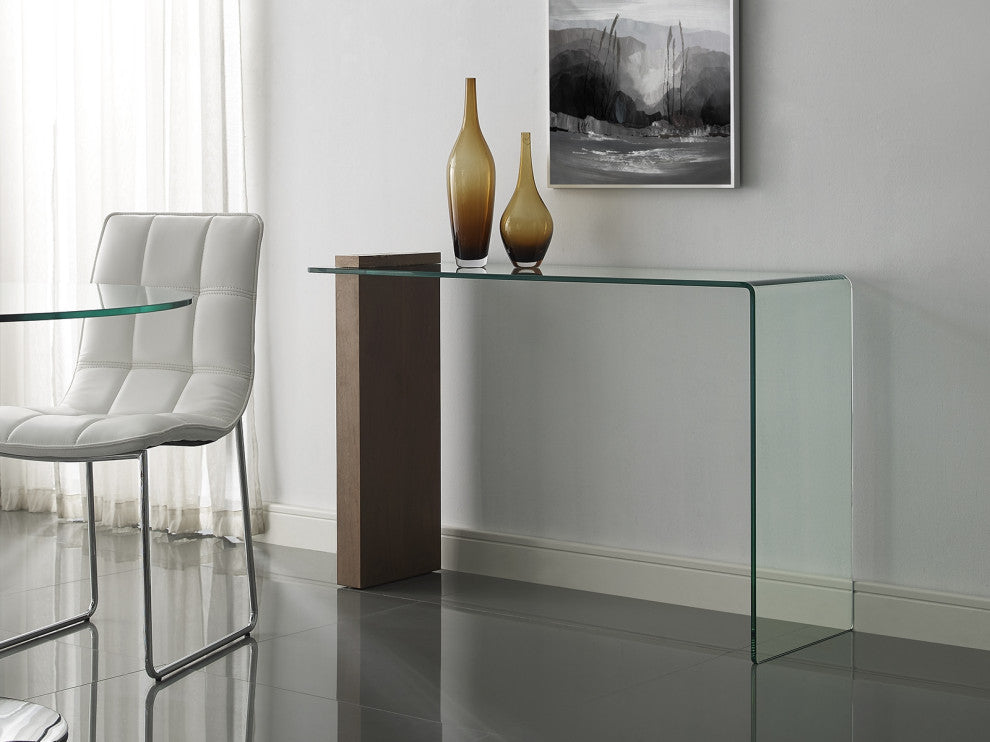 Casabianca Home Buono Walnut Veneer With Glass Console Table
