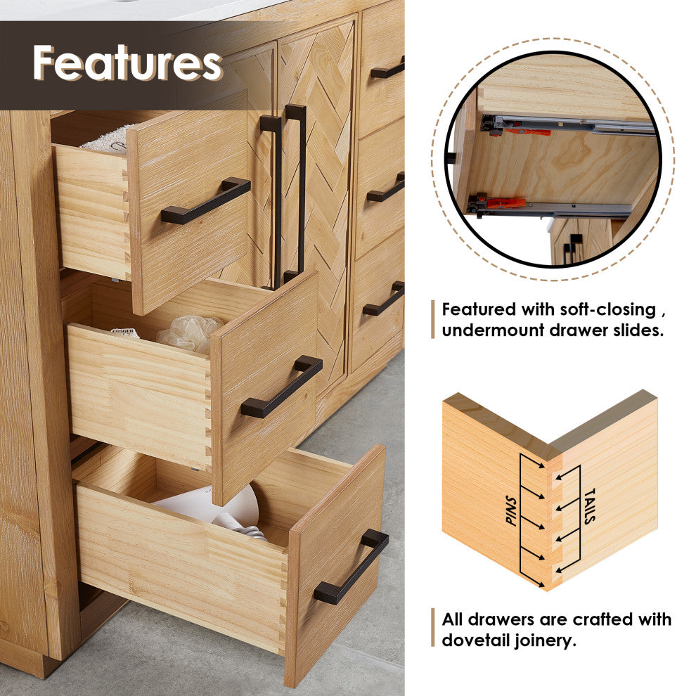 Bellavia Bath Vanity, Weathered Fir, 60", With Mirror