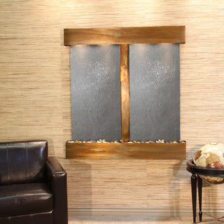 Aspen Falls Water Fountain, Black Featherstone, Rustic Copper, Square