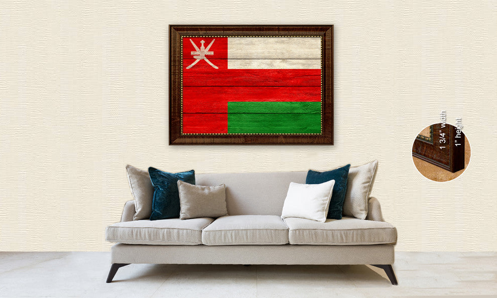 Pakistan Country Textured Flag Print With Brown Gold Frame, 15"X21"