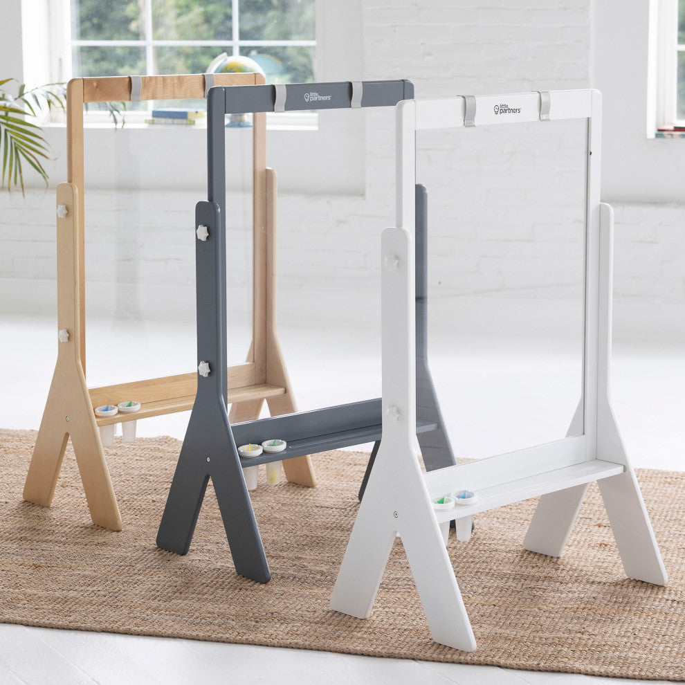 Little Partners Peek-A-Boo Adjustable Height Art Easel, Soft White