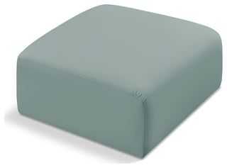 Arc Upholstered Modular Component, Green, 1-Piece: Ottoman, Vegan Leather