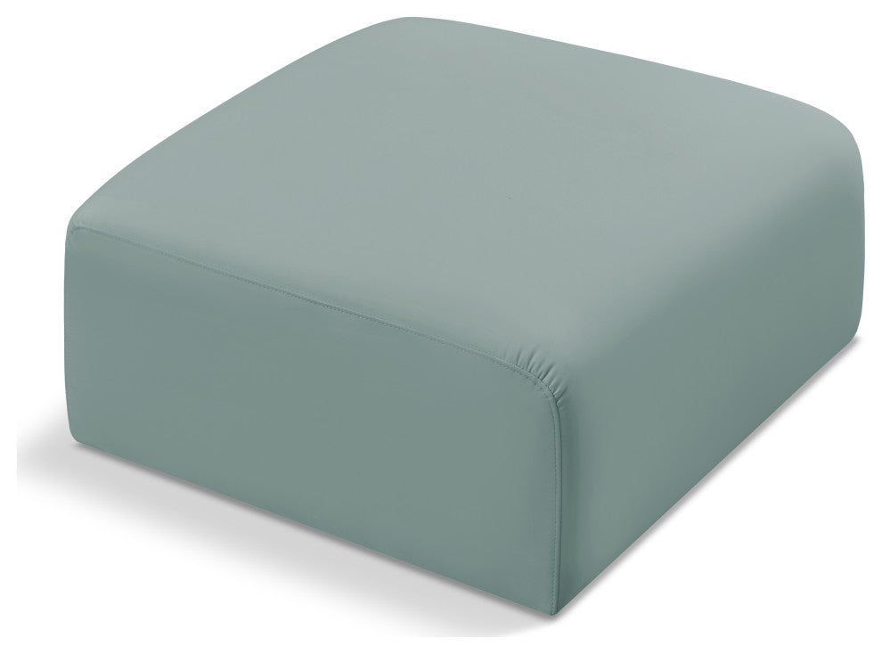 Arc Upholstered Modular Component, Green, 1-Piece: Ottoman, Vegan Leather