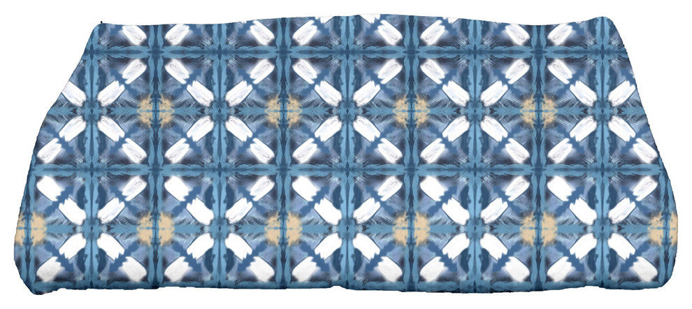 Beach Tile, Geometric Print Bath Towel, Blue