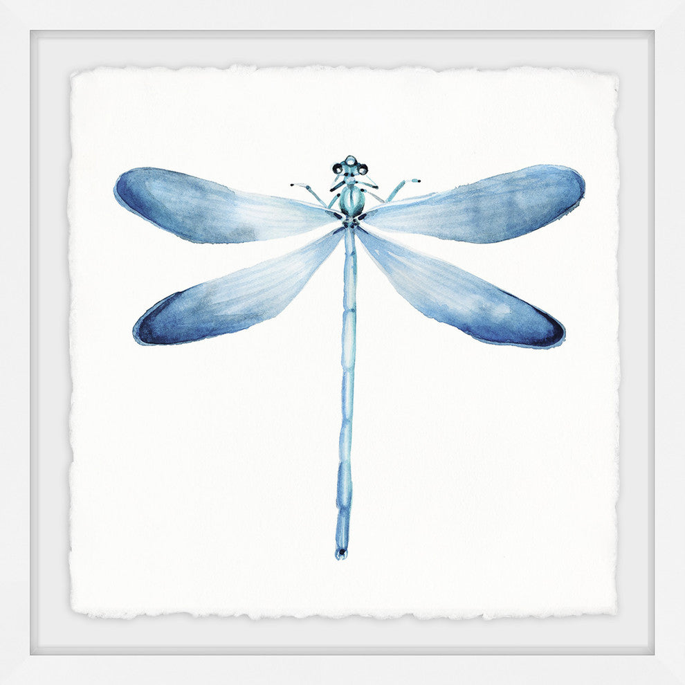 "Pastel Blue Dragonfly" Framed Painting Print, 32"x32"