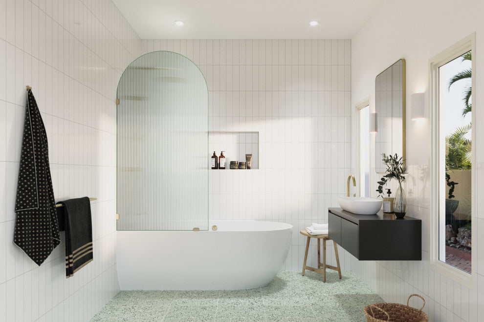 Bathtub Single Fixed Panels, Satin Brass