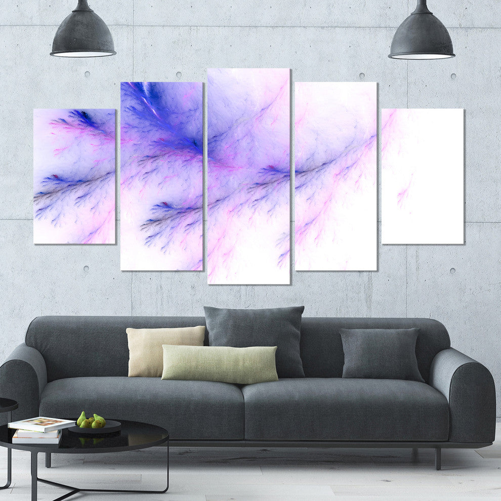 Bright Blue Veins of Marble, Contemporary Wall Art Canvas, 60"x32", 5 Panels