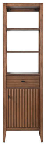 Vanity Art 21" Freestanding Linen Cabinet, Linear Walnut, Matte Black Handle