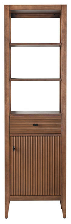 Vanity Art 21" Freestanding Linen Cabinet, Linear Walnut, Matte Black Handle
