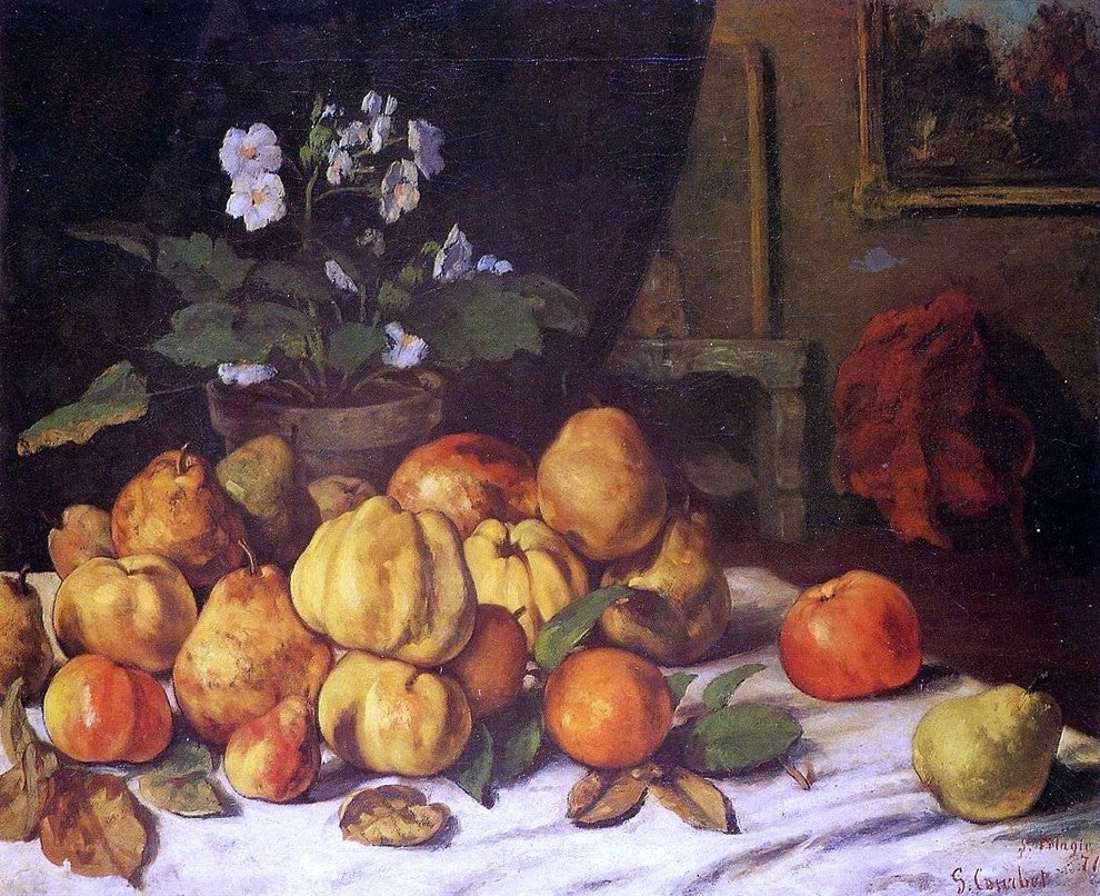 Gustave Courbet Still Life: Apples- Pears and Flowers Wall Decal