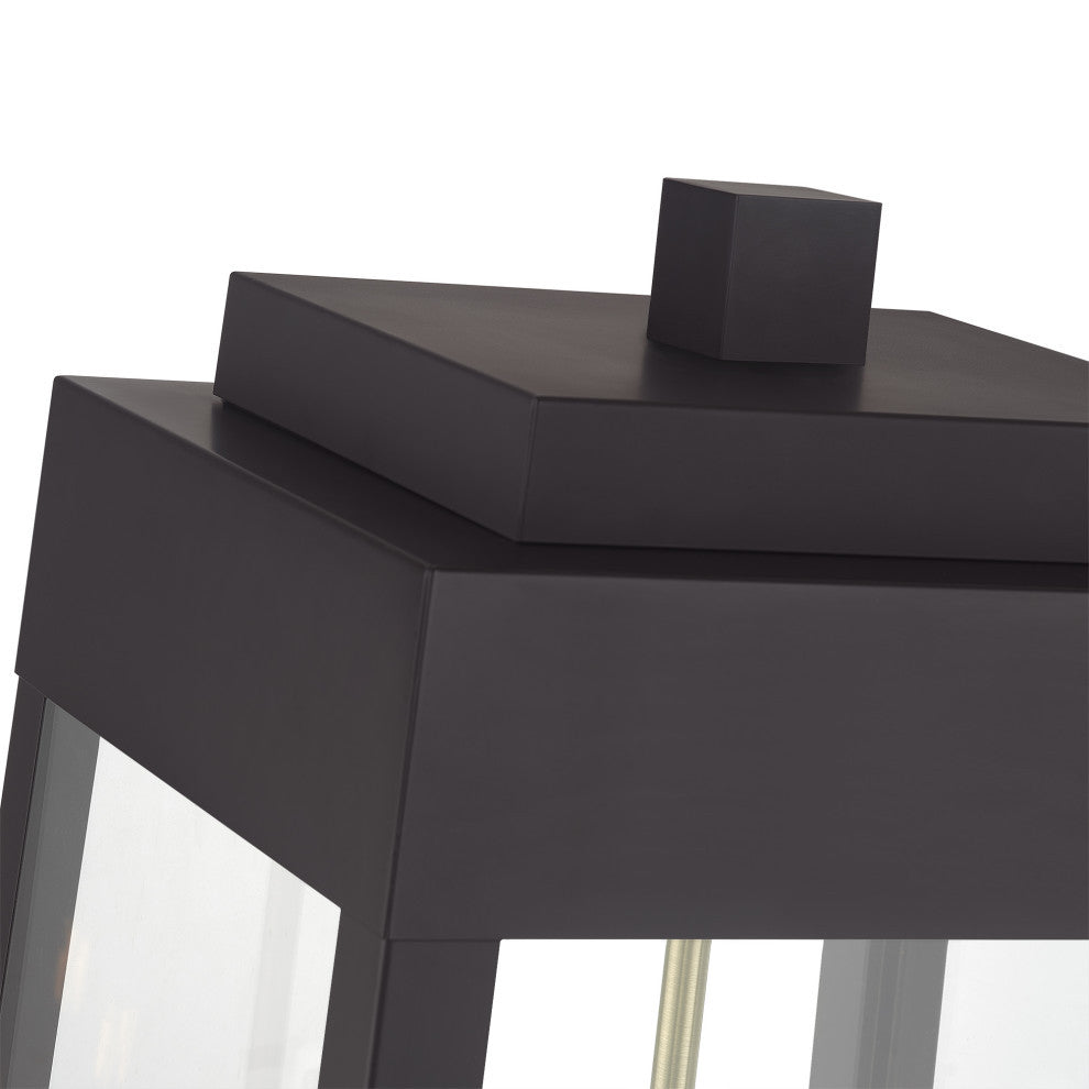 Oslo 4-Light Bronze Outdoor Extra Large Post Top Lantern with Antique Brass