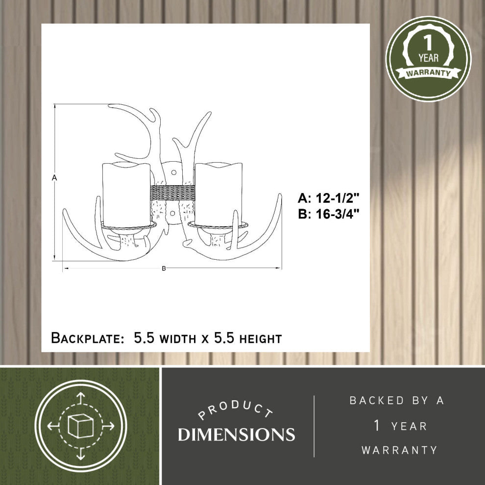 Yoho 2-Light Antler Vanity Black Walnut