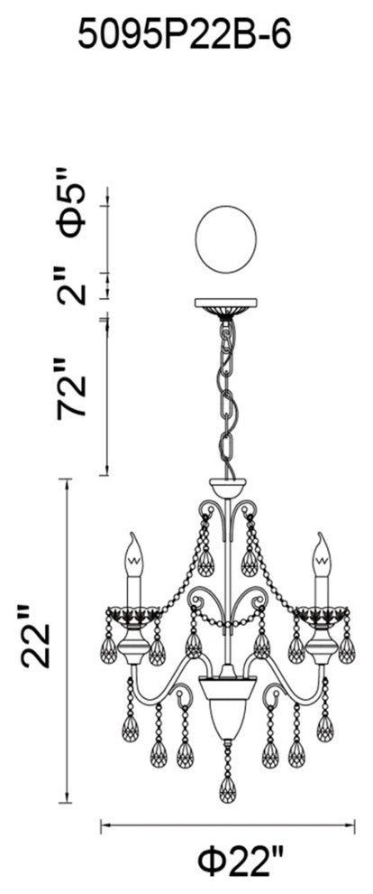 Keen 6 Light Up Chandelier With Black Finish