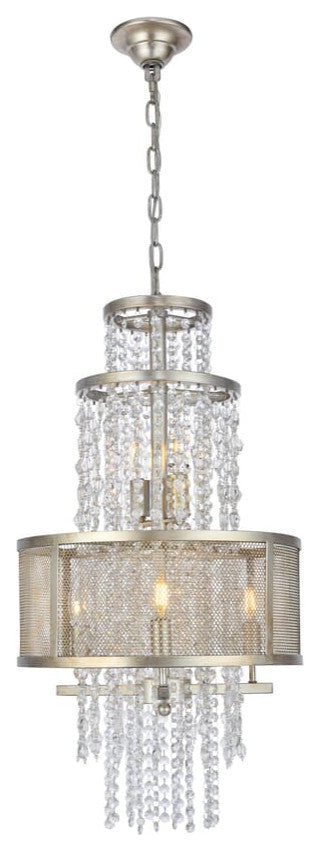 Elegant 1540D16ASL Legacy 5-Light Antique Silver Leaf Pendant Clear