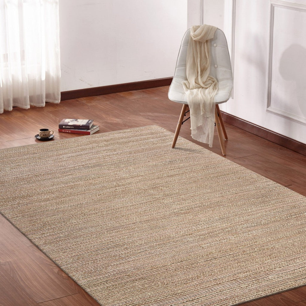 8" x 10" Blush Pink Textured Jute Area Rug