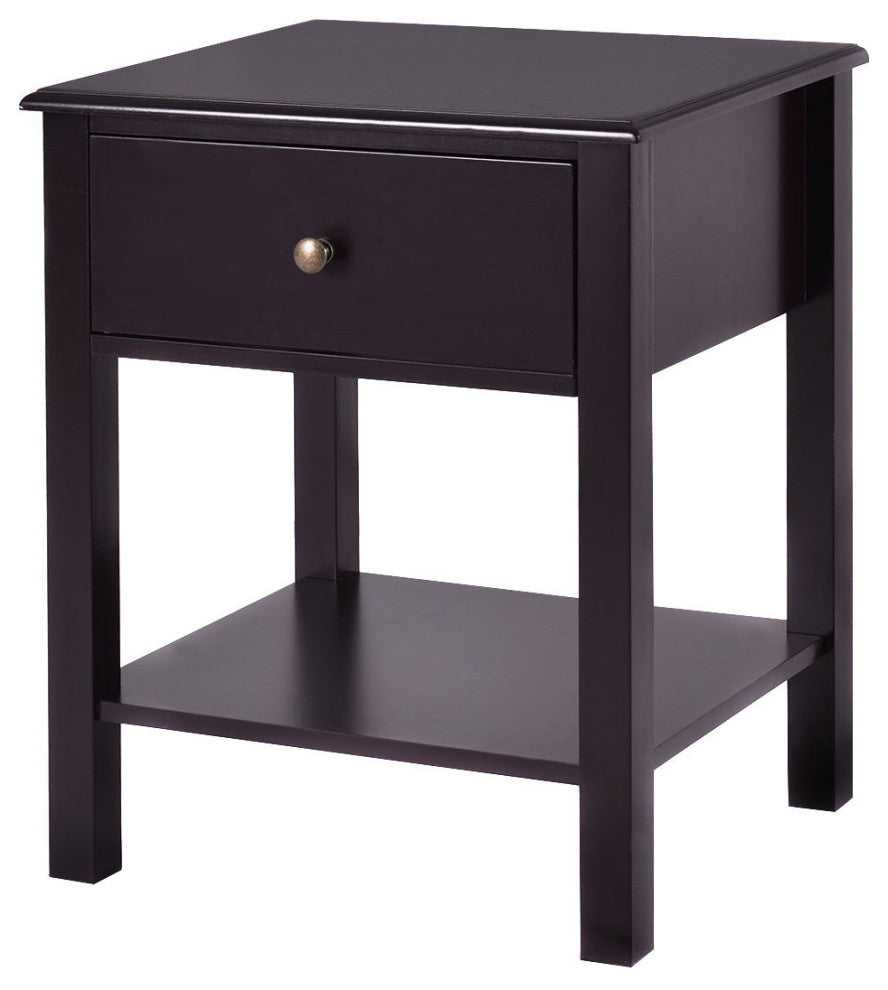 Costway End Table Nightstand Storage Display Furniture Shelf Beside Brown