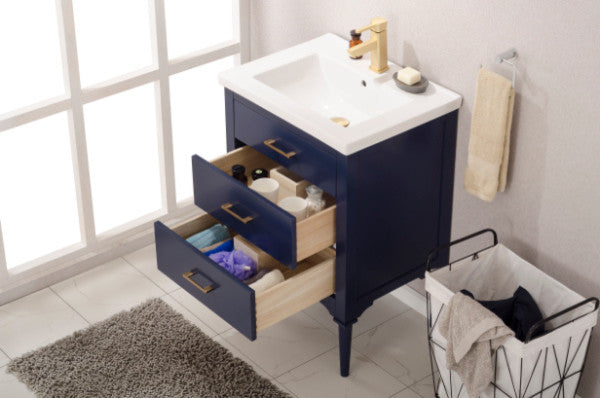 Design Element Mason 24" Transitional Single Sink Vanity, Blue