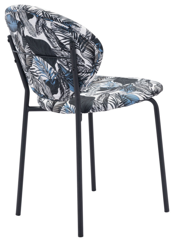 Side Dining Chair, Set of 2, Steel Metal, Fabric, Black, Bar Kitchen Pub Bistro