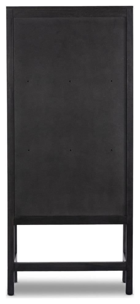Caprice Narrow Cabinet Black Natural Cane, Black Wash Mango, Gunmetal