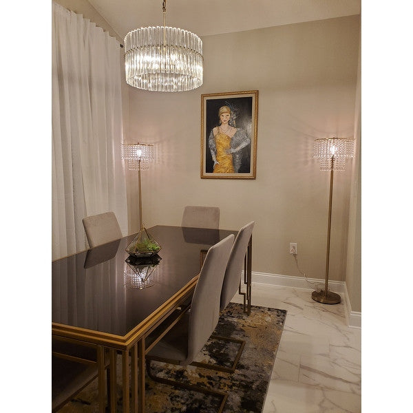 JL Styles Inc Four Light Crystal Chandelier in Brass Finish