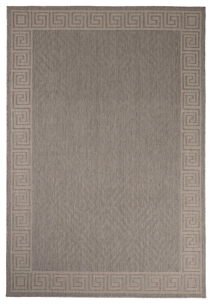 Outdoor Collection Geometric Area Rug - UV Safe Rug, Dove, 5'3"x7'6"