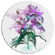 Purple Lilies Illustration Drawing, Floral Round Metal Wall Art, 36"