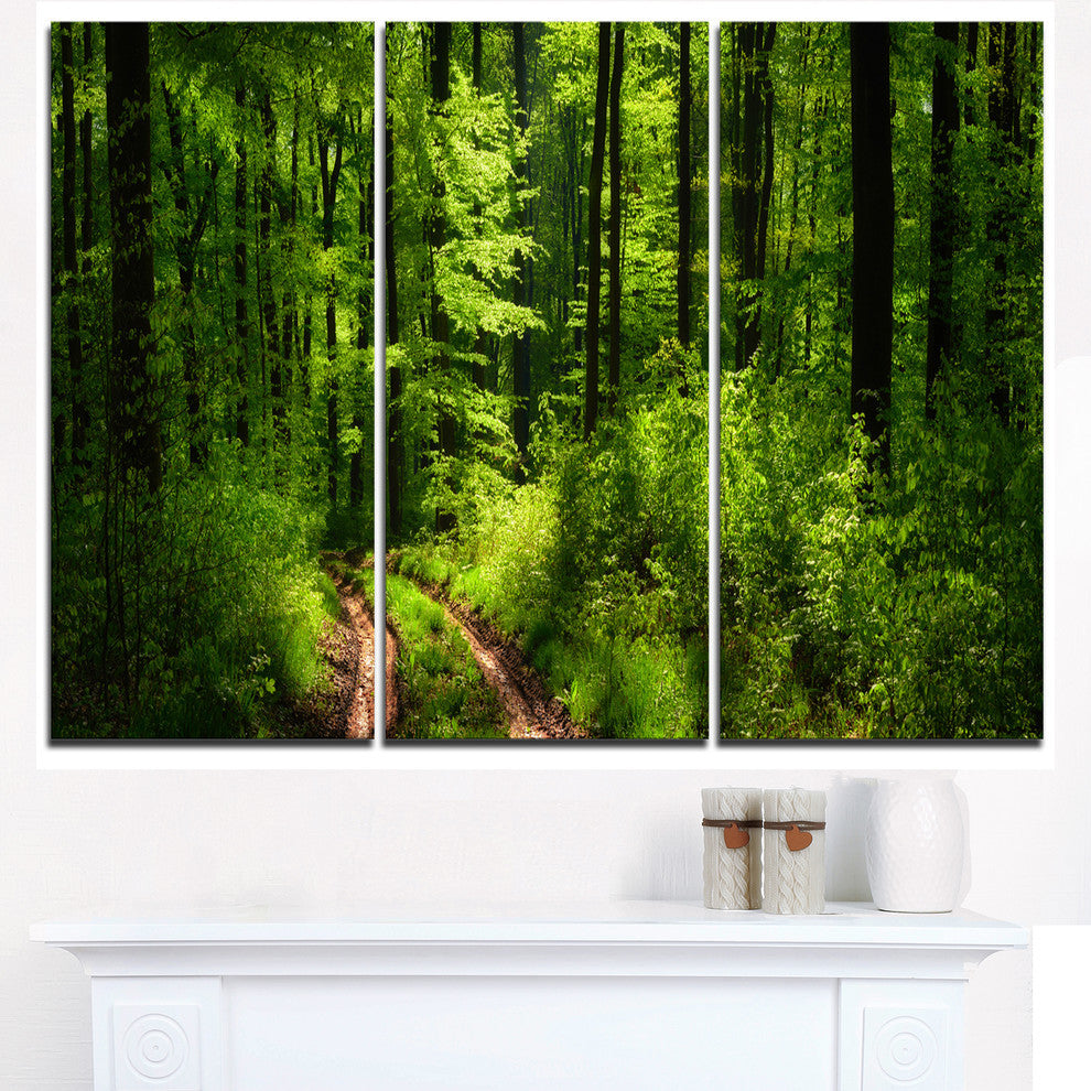 "Fascinating Greenery in Wild Forest" Forest Metal Wall Art, 3 Panels, 36"x28"