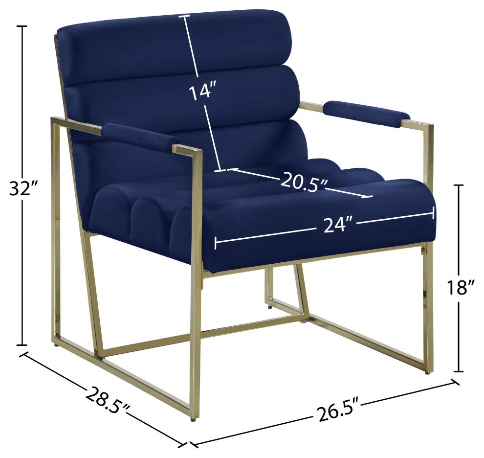 Wayne Velvet Upholstered Accent Chair, Navy