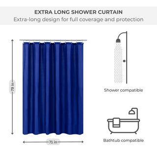 Extra Long Shower Curtain Liner Plastic 71W x 79H, Navy Blue
