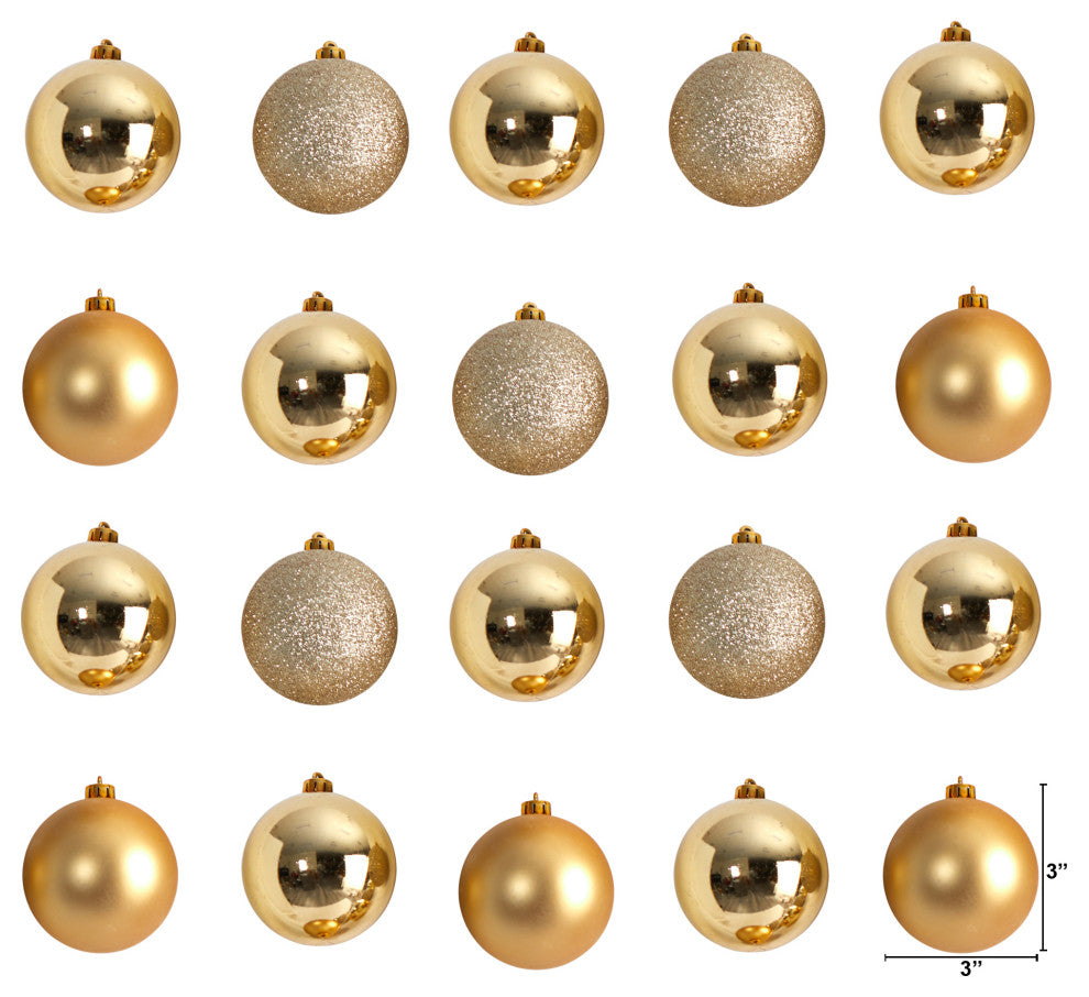 Holiday Christmas 20 Count 3" Shatterproof Ornament Set With Storage Container