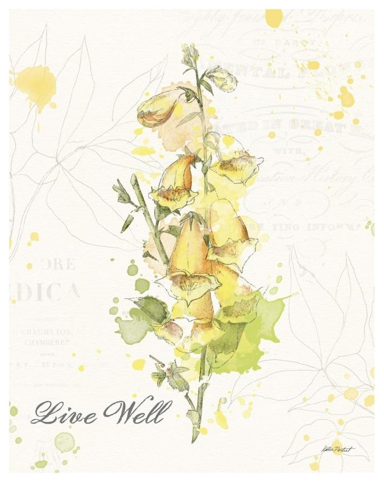 "Floral Splash IV Live Well" Digital Paper Print by Katie Pertiet, 24"x30"