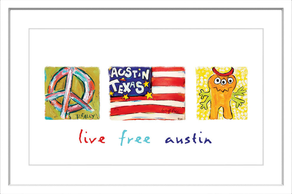 "Live Free Austin" Painting Print in Frame by Tori Campisi