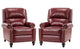 Genuine Leather Cigar Recliner, Home Theater Seating, Set of 2, Burgundy