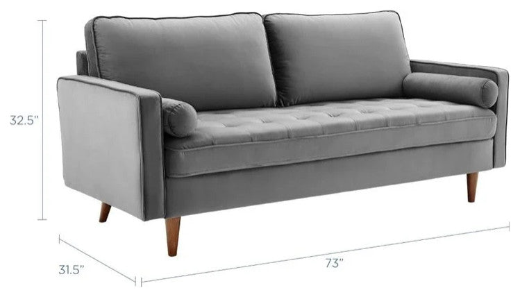 Valour Performance Velvet Sofa Gray