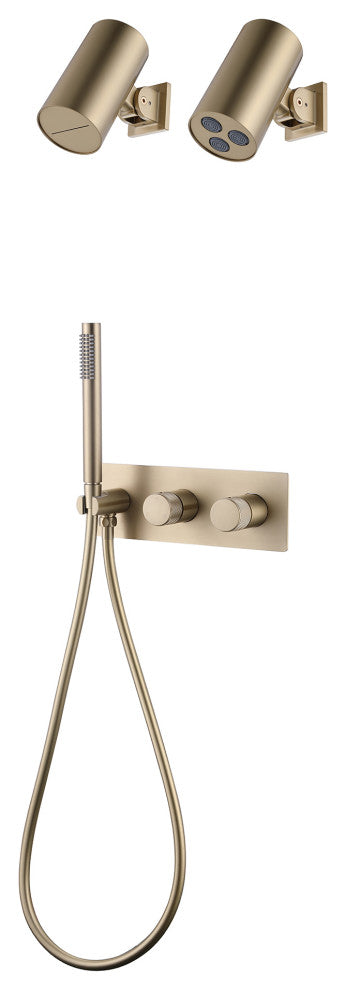 Unique Shower System With Handheld Shower, Brushed Gold