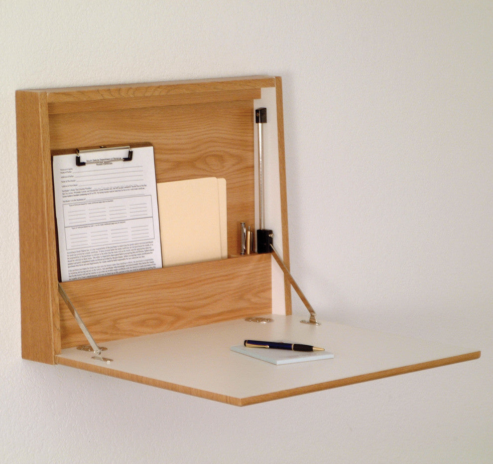 Wall Desk/Laptop Workstation, Mahogany, Oak
